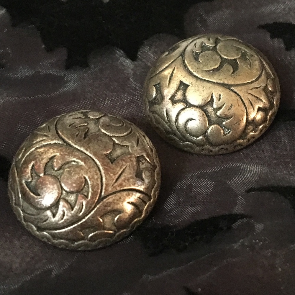 Damask Print Silver Clip-On Earrings